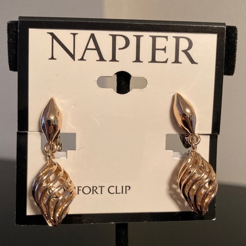 Napier Gold-Tone Leaf Earrings clip on